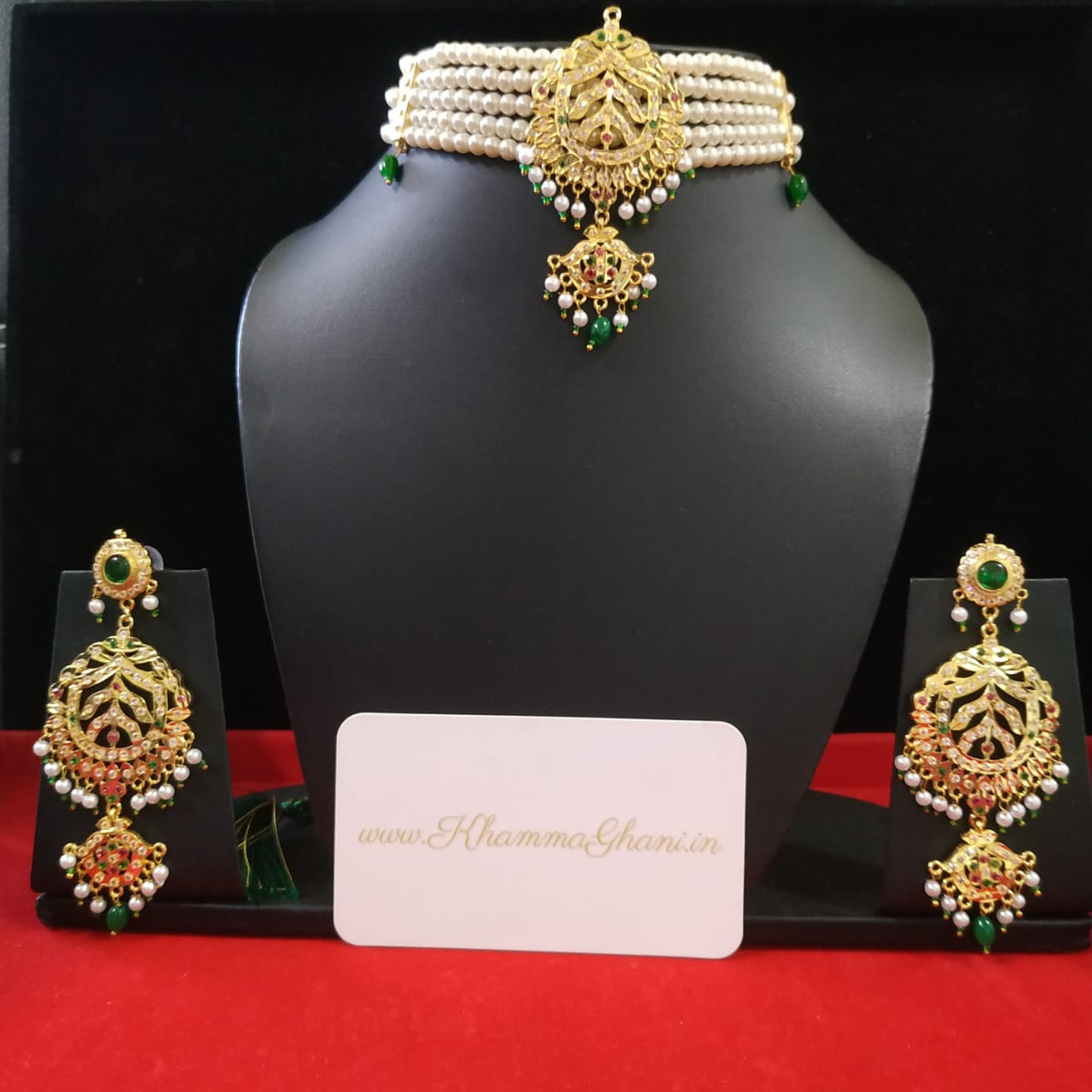 Green Crystal Moti Necklace Set, Size: Free Size at Rs 220/piece in  Ghaziabad