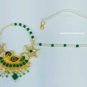 nath for bride in gold look green color