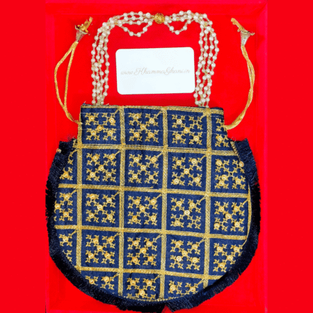 Blue Potli with White Moti Chain