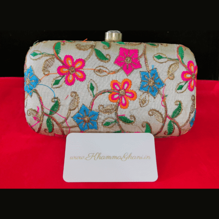 Embroidered Clutch with Chain