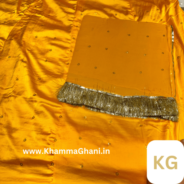 Heavy Satan Suit Pure Thakourji Odhna Haldi Color