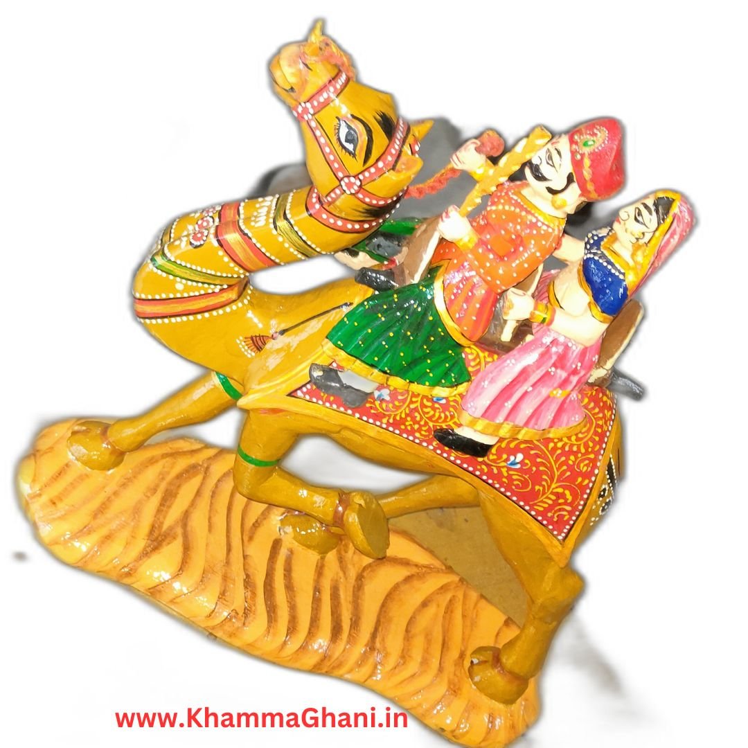 Wooden Carved Hand Painted Dhola Maru