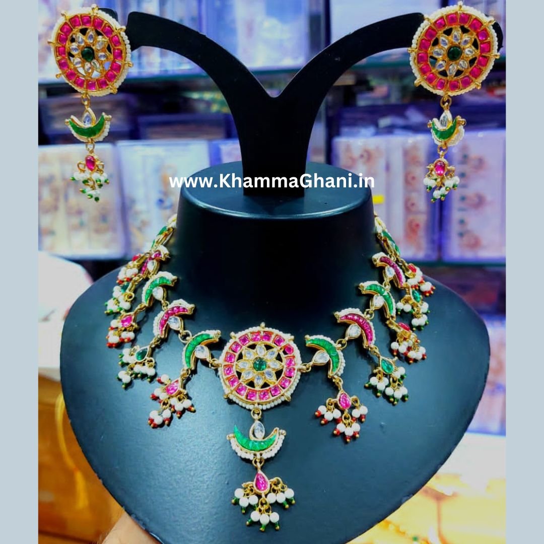 green kundan choker set